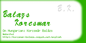 balazs korcsmar business card